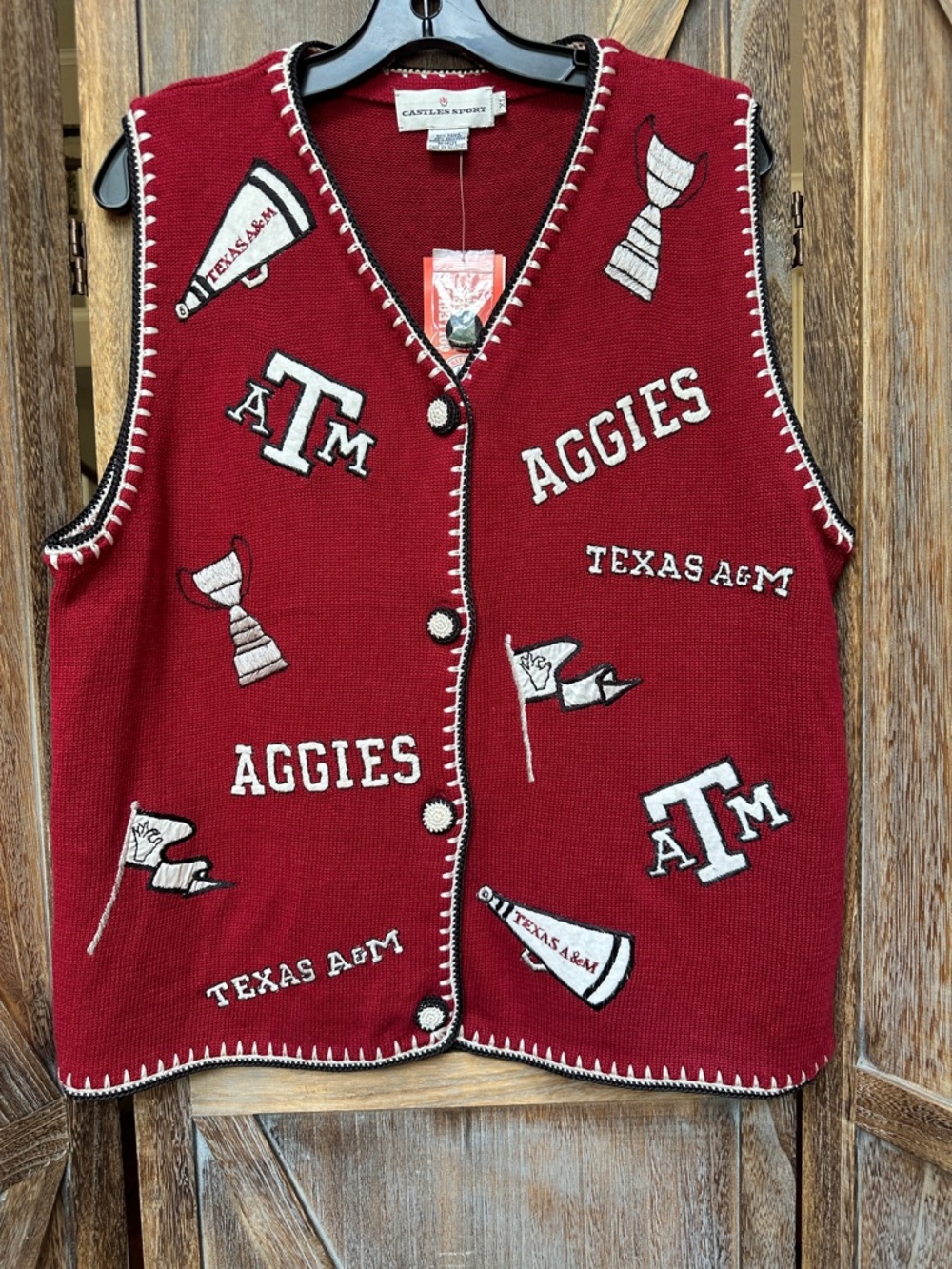 Texas A&M Aggies Vintage Maroon Logo Embroidered Sweater Vest by Castles Sport